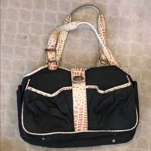 Dark grey and pink Mia Bossi baby bag.